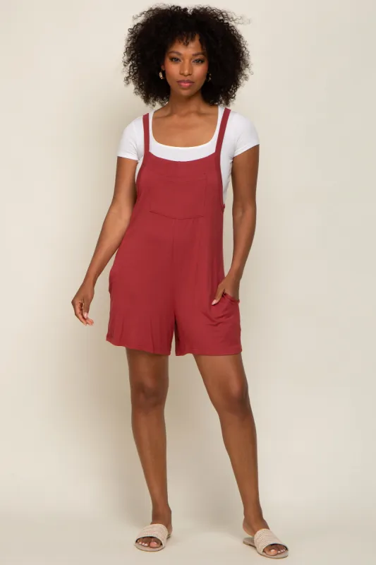 Rust Front Pocket Overall Knit Romper sold by Pinkblush