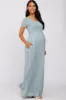 Light Blue Basic Maternity Maxi Dress sold by Pinkblush