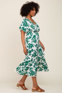Green Floral Smocked Midi Dress sold by Pinkblush