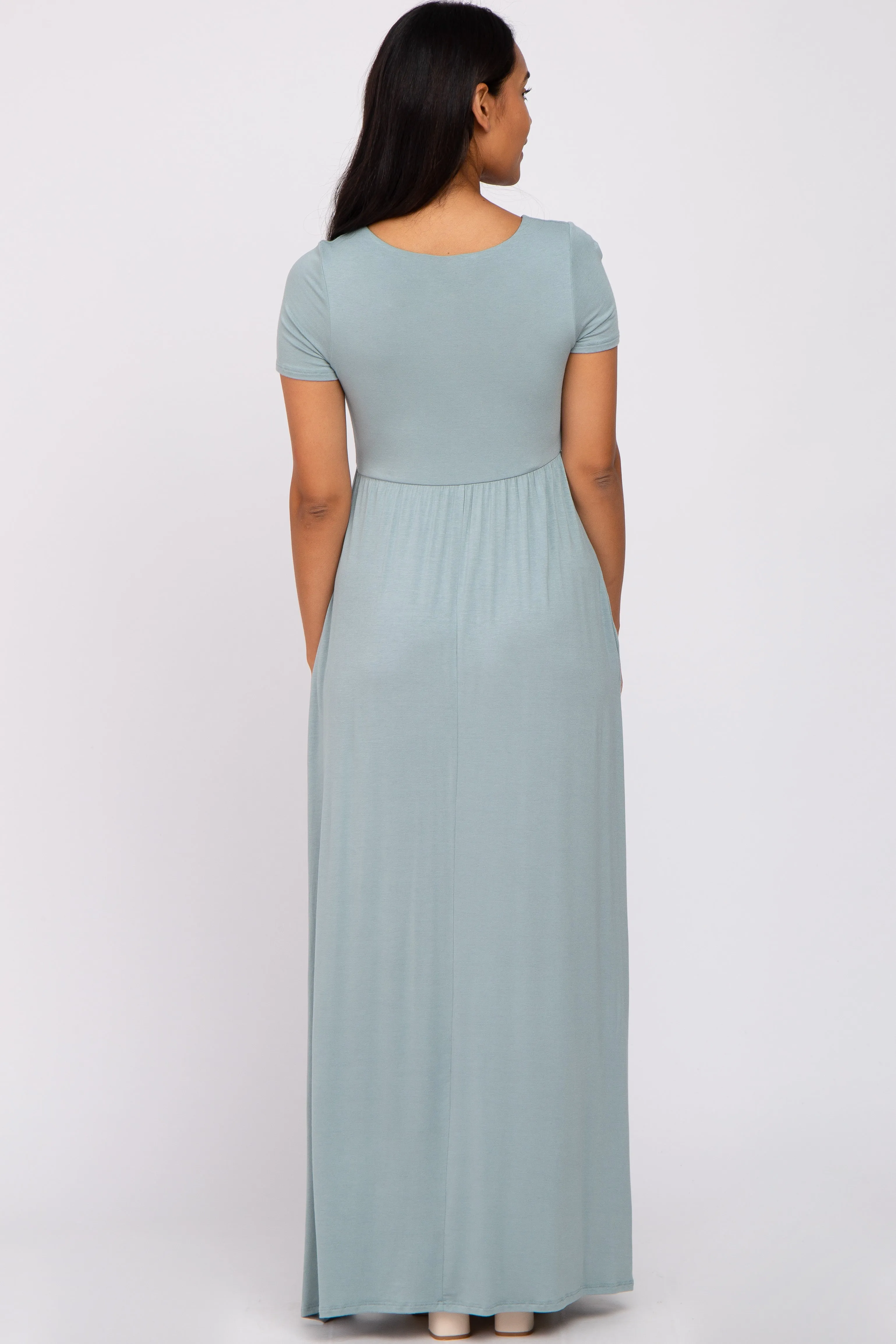 Light Blue Basic Maternity Maxi Dress sold by Pinkblush product image thumbnail 3