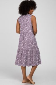 Purple Floral Ribbed Tiered Midi Dress sold by Pinkblush