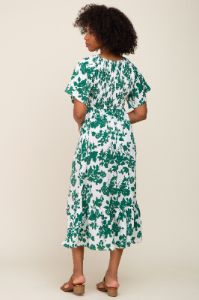 Green Floral Smocked Midi Dress sold by Pinkblush