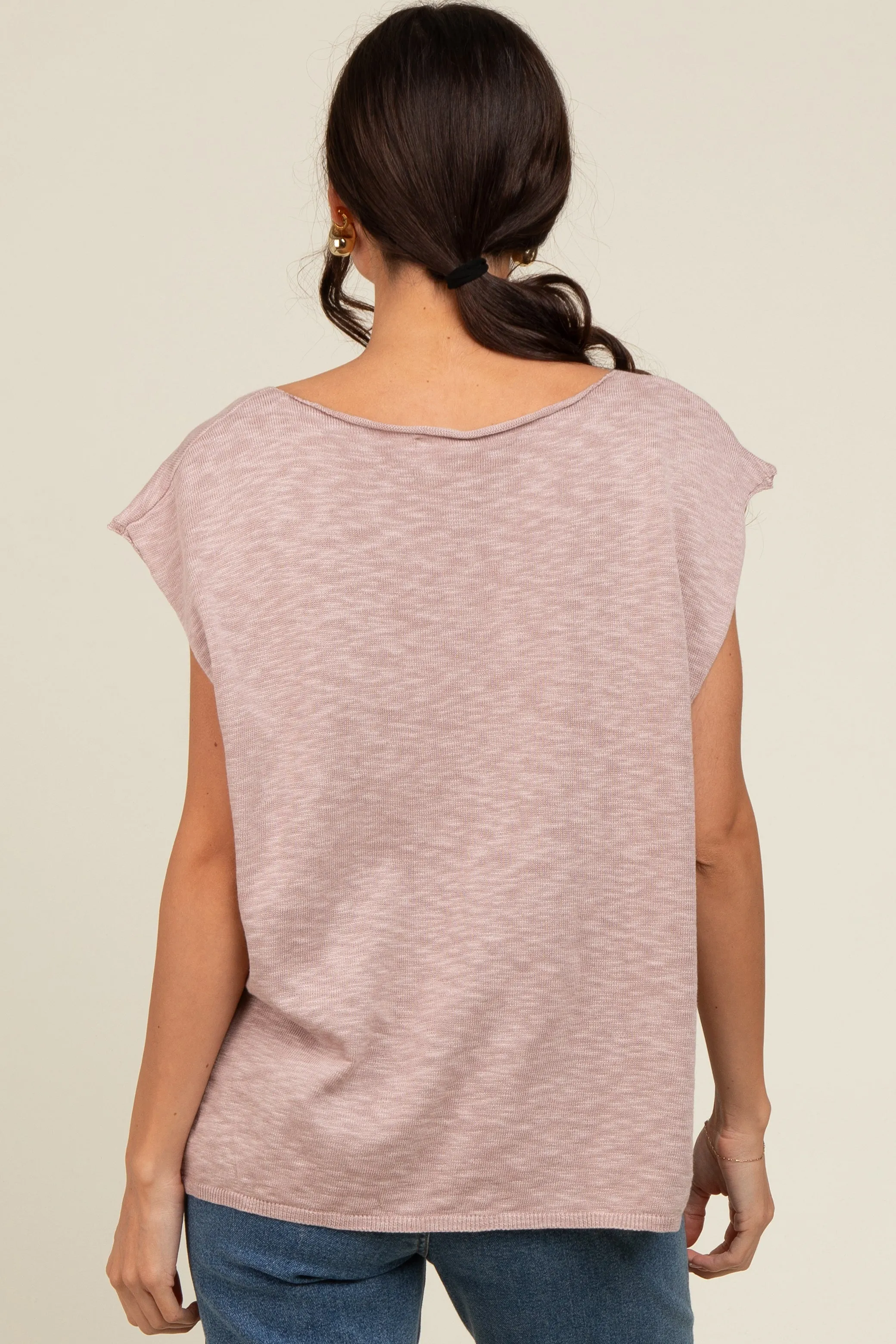 Mauve Two Tone Split V-Neck Dolman Short Sleeve Top sold by Pinkblush product image thumbnail 3