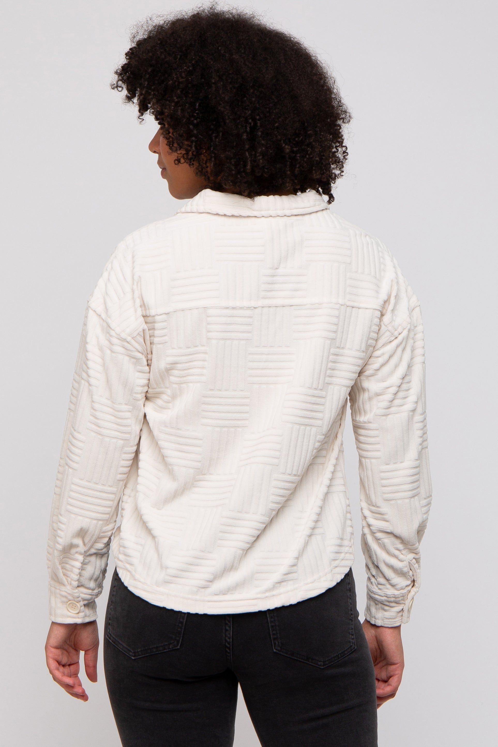 Ivory Velvet Textured Shirt Jacket sold by Pinkblush product image thumbnail 4
