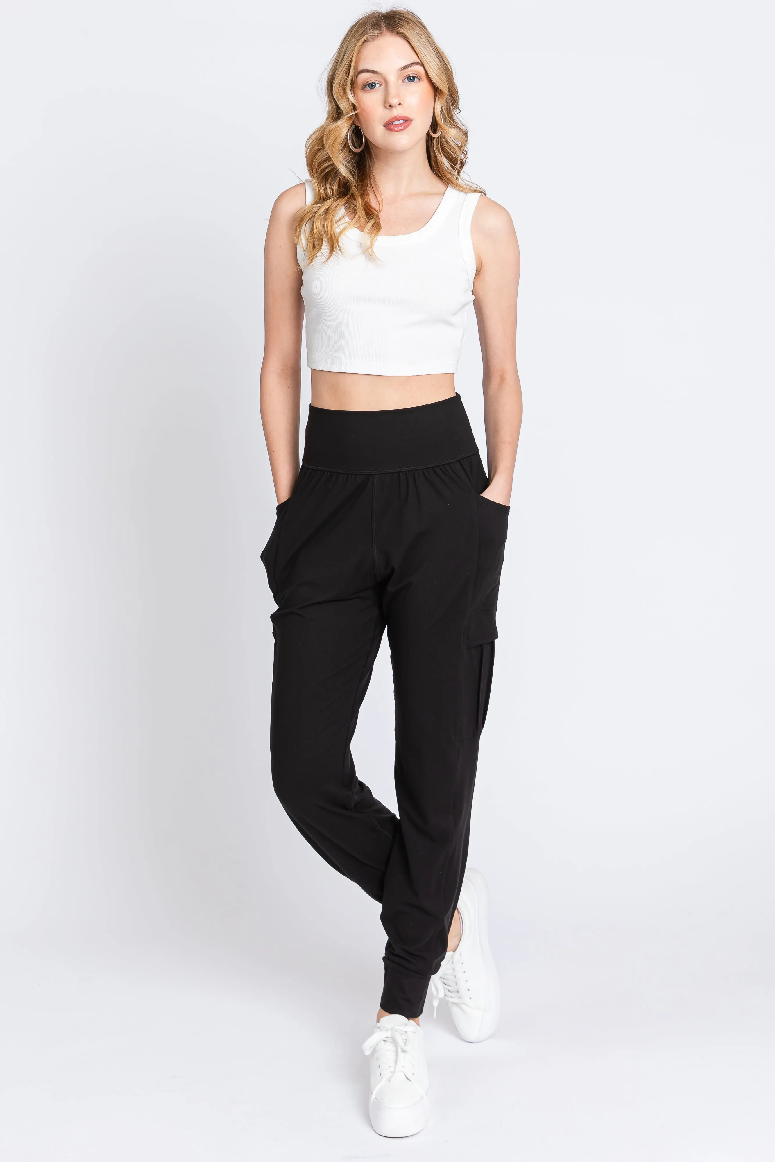 Black Cargo Pocket Maternity Jogger Pants sold by Pinkblush product image thumbnail 5