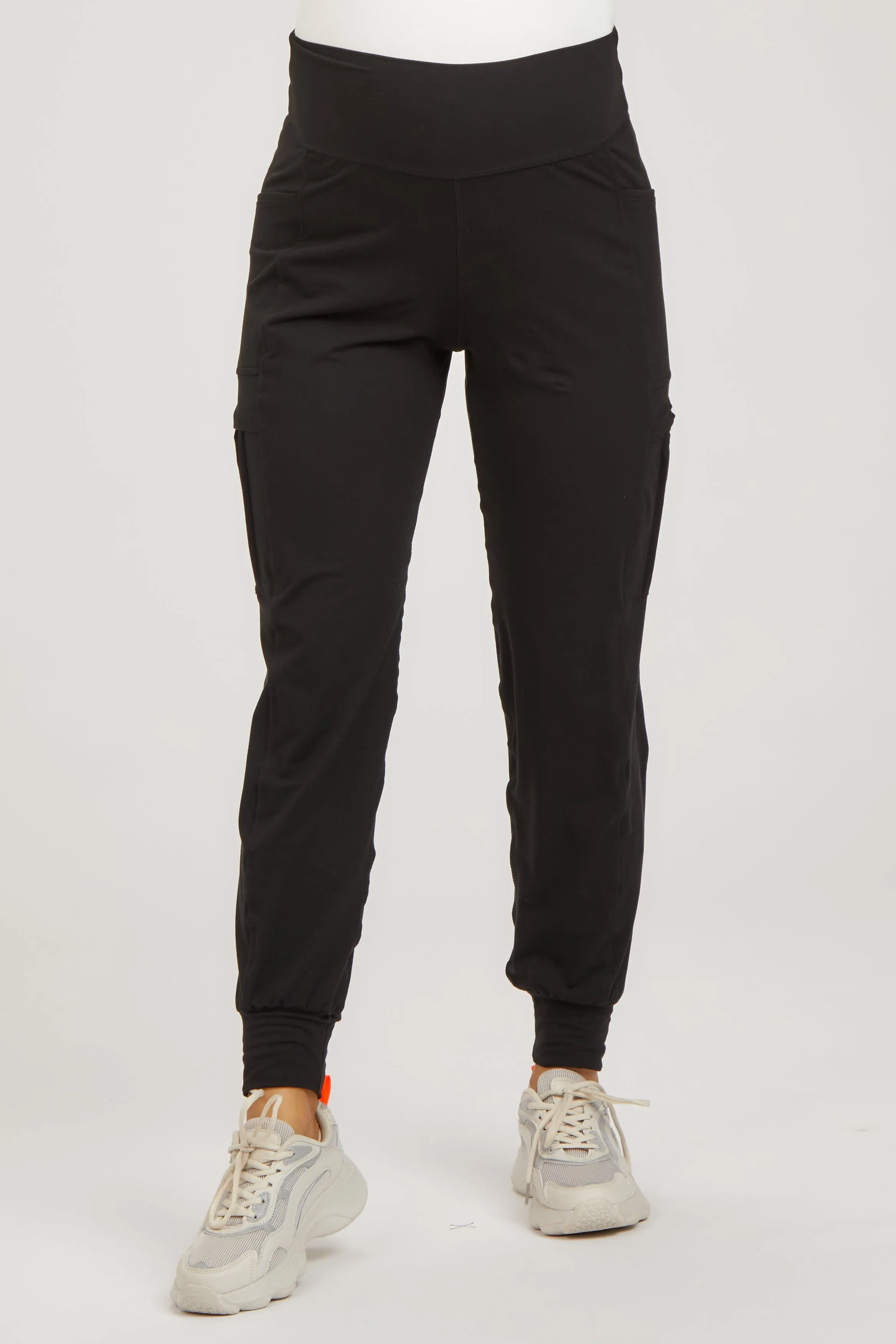 Black Cargo Pocket Maternity Jogger Pants sold by Pinkblush product image thumbnail 2