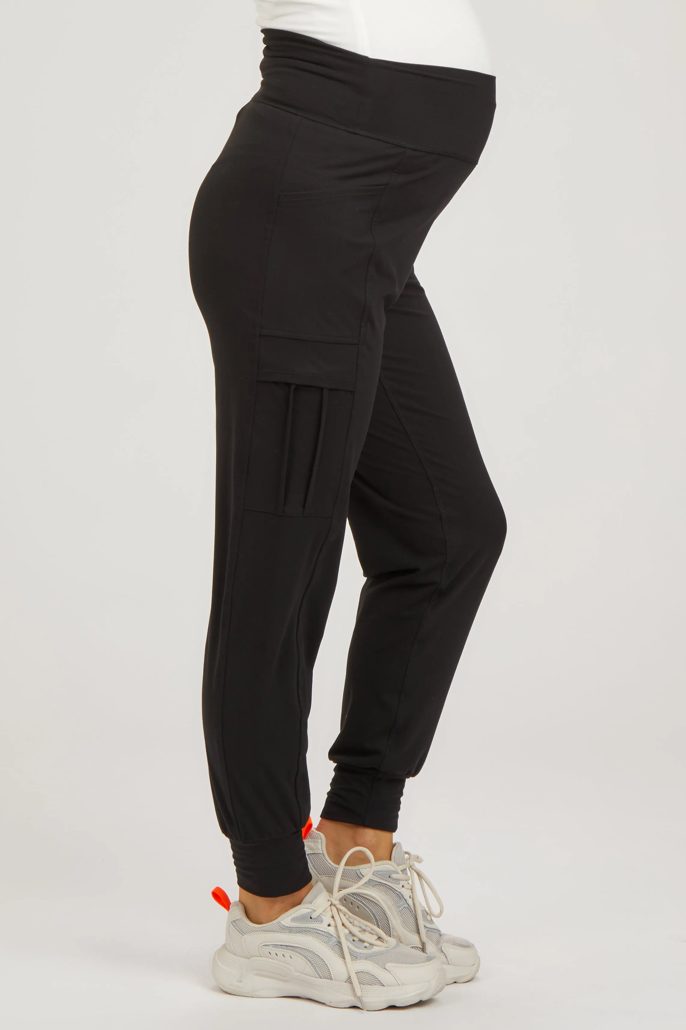 Black Cargo Pocket Maternity Jogger Pants sold by Pinkblush product image thumbnail 3