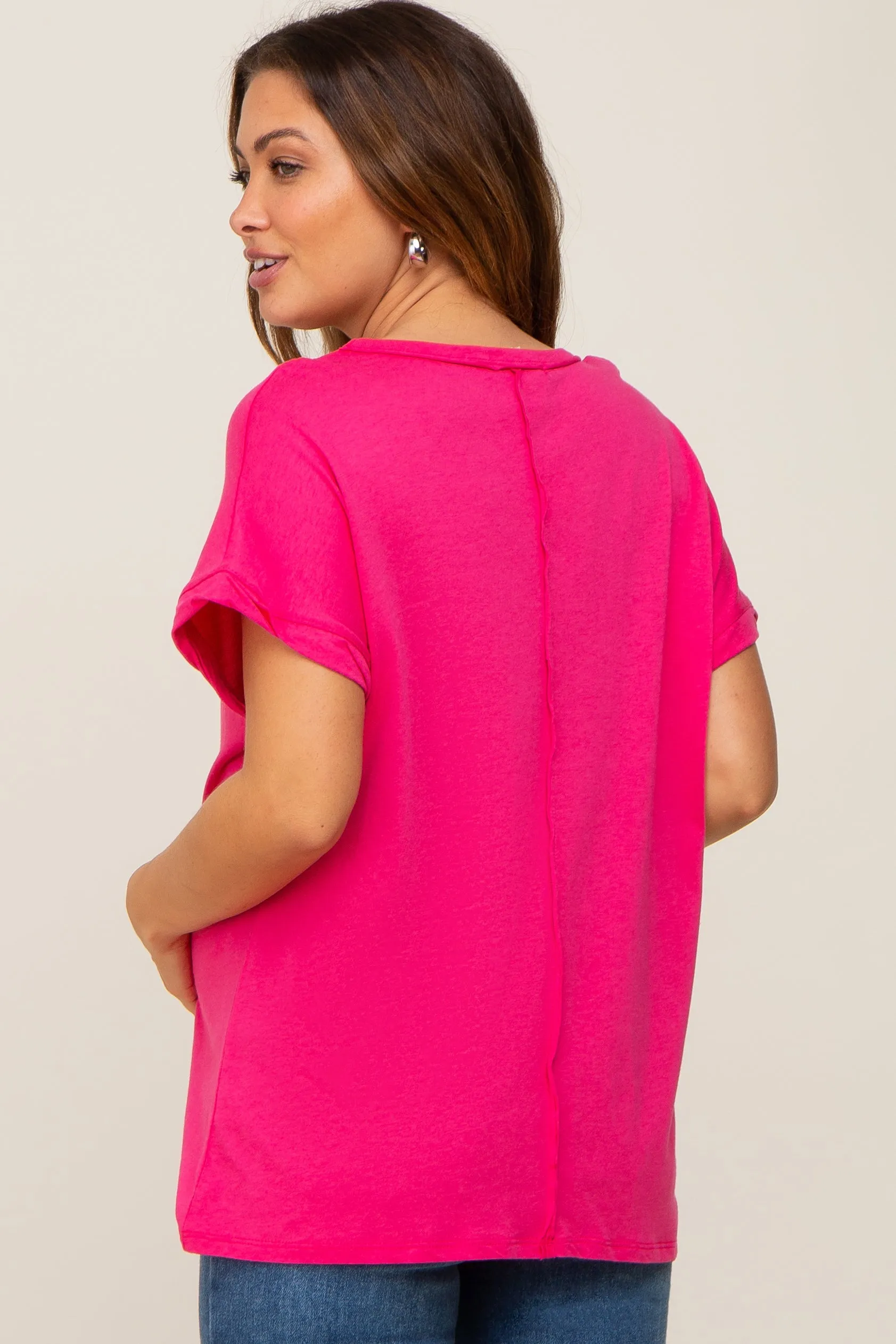 Fuchsia Short Sleeve Maternity Top sold by Pinkblush product image thumbnail 3