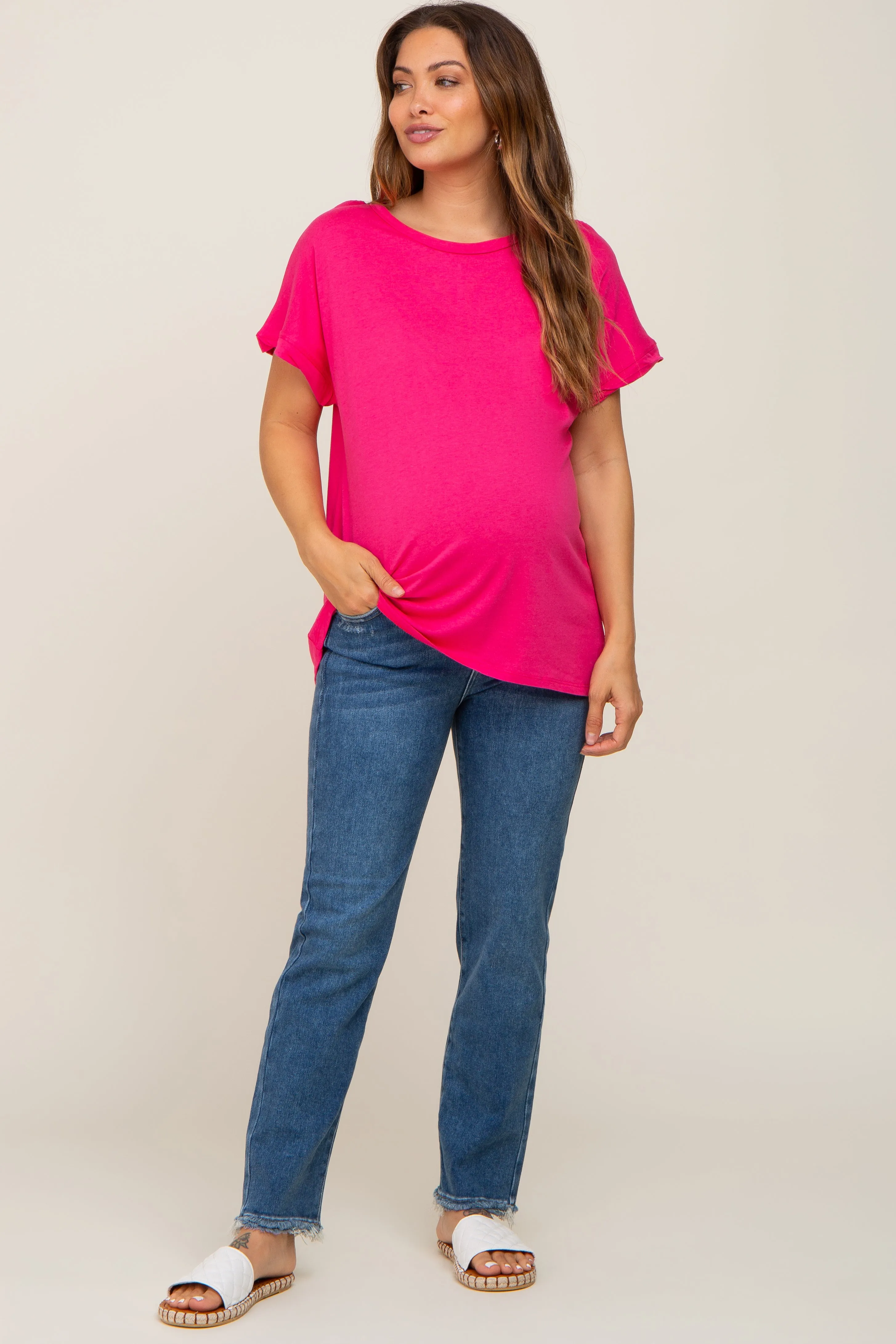 Fuchsia Short Sleeve Maternity Top sold by Pinkblush product image thumbnail 4