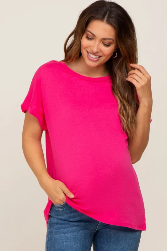 Fuchsia Short Sleeve Maternity Top sold by Pinkblush