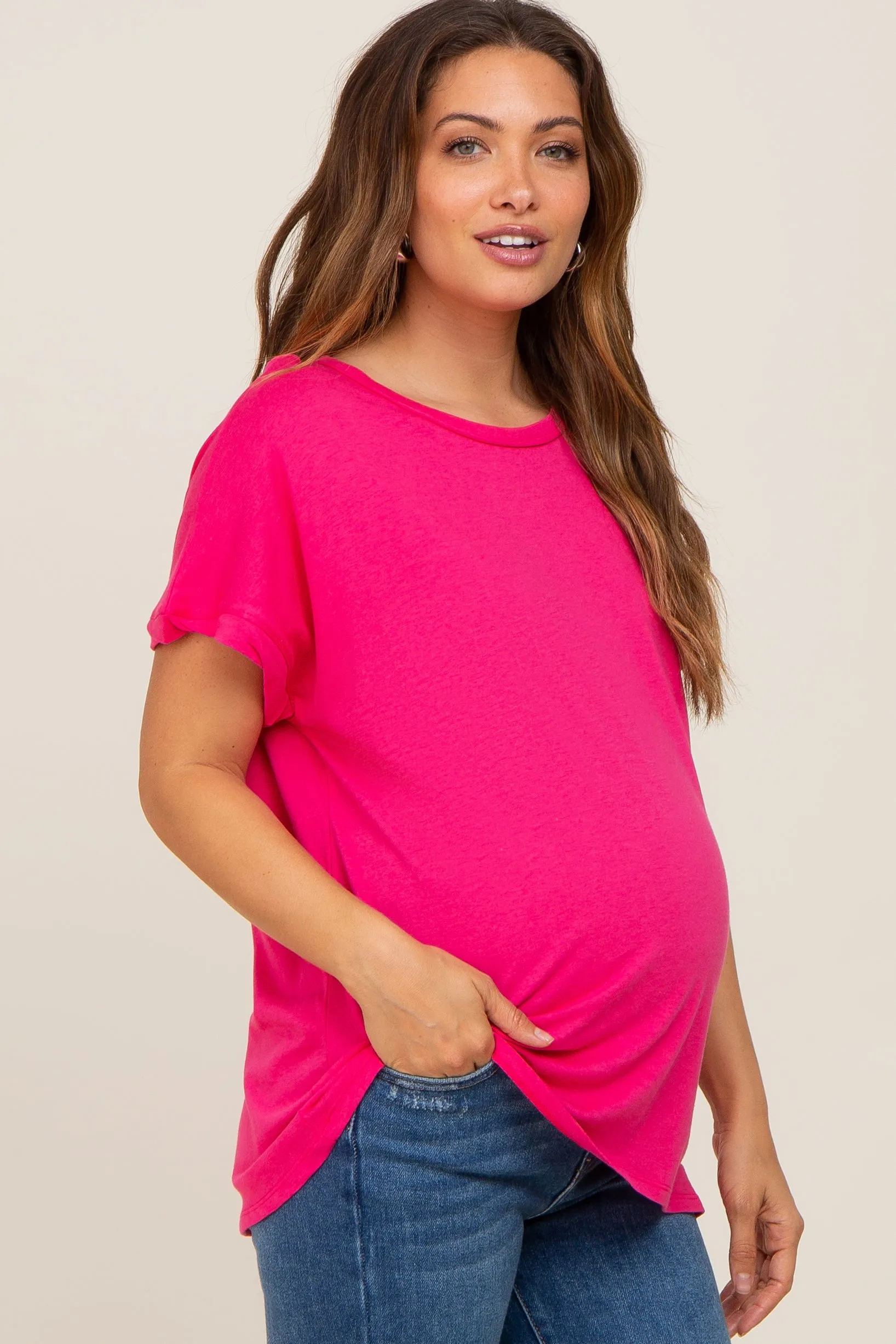 Fuchsia Short Sleeve Maternity Top sold by Pinkblush product image thumbnail 2