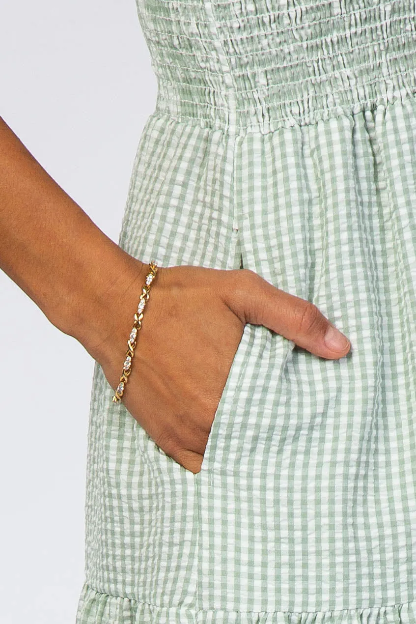 Mint Checkered Tiered Midi Dress sold by Pinkblush product image thumbnail 4