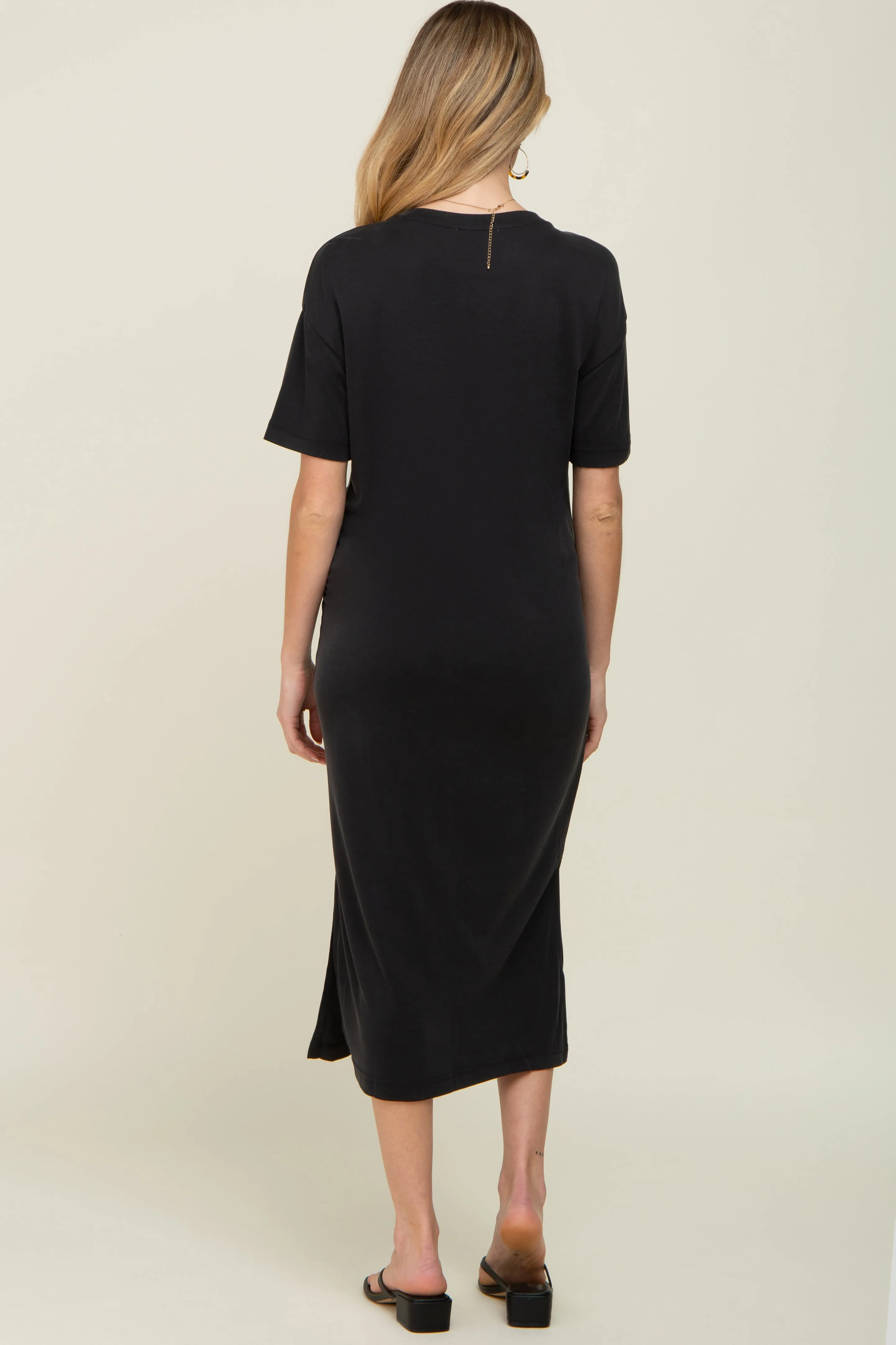 Black Shift Maternity Midi Dress sold by Pinkblush product image thumbnail 3