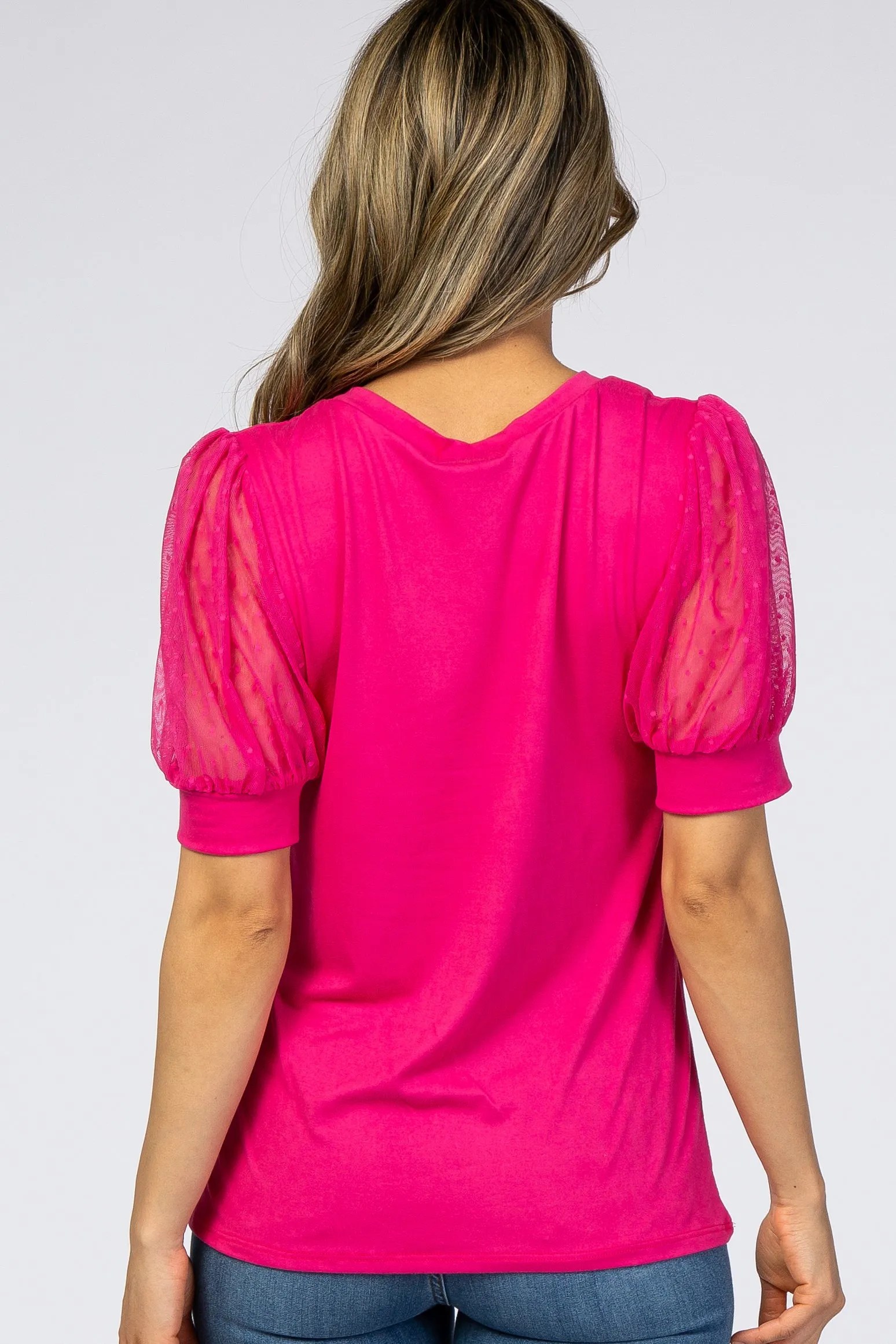 Fuchsia Mesh Sleeve Top sold by Pinkblush product image thumbnail 3