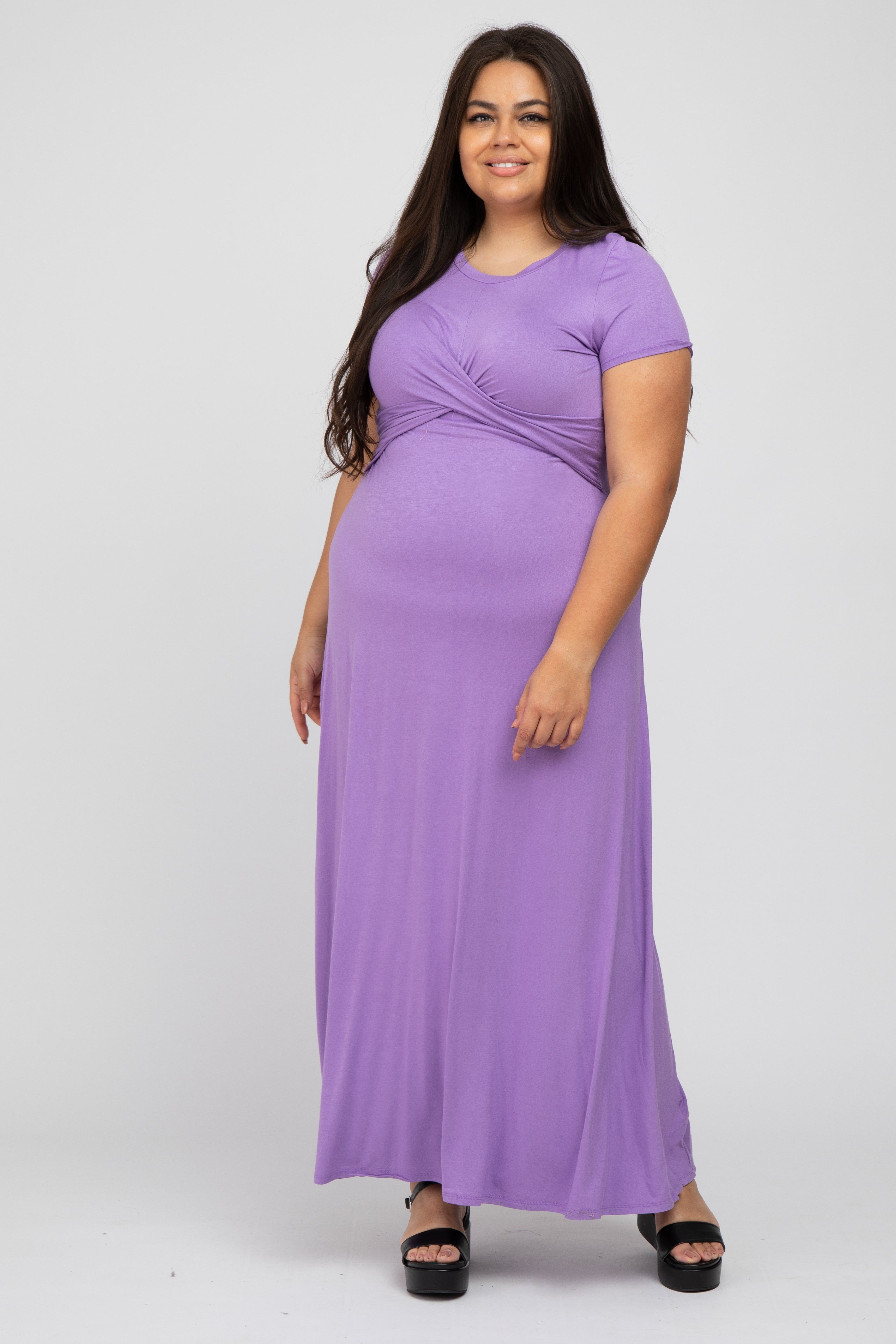 Lavender Twist Front Plus Maxi Dress sold by Pinkblush