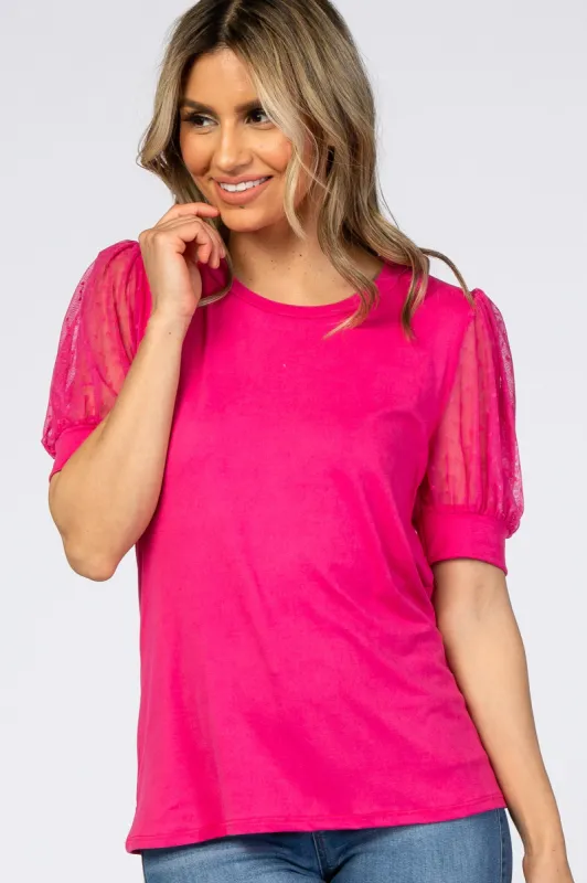Fuchsia Mesh Sleeve Top sold by Pinkblush