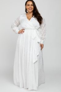 White Sparkle Chiffon Plus Maxi Dress sold by Pinkblush
