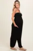 Black Halter Cinched Maternity Jumpsuit sold by Pinkblush