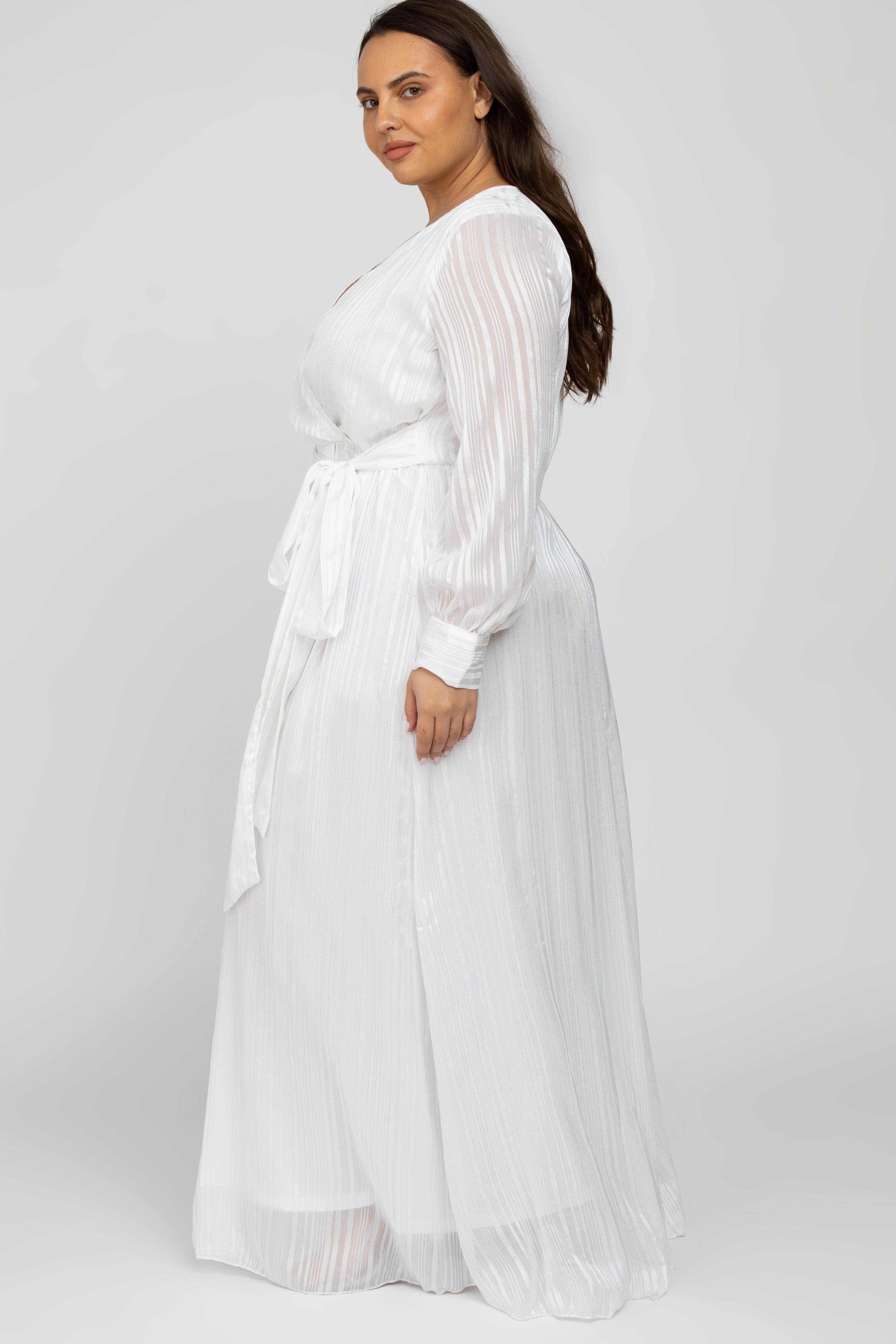 White Sparkle Chiffon Plus Maxi Dress sold by Pinkblush product image thumbnail 2