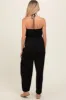 Black Halter Cinched Maternity Jumpsuit sold by Pinkblush
