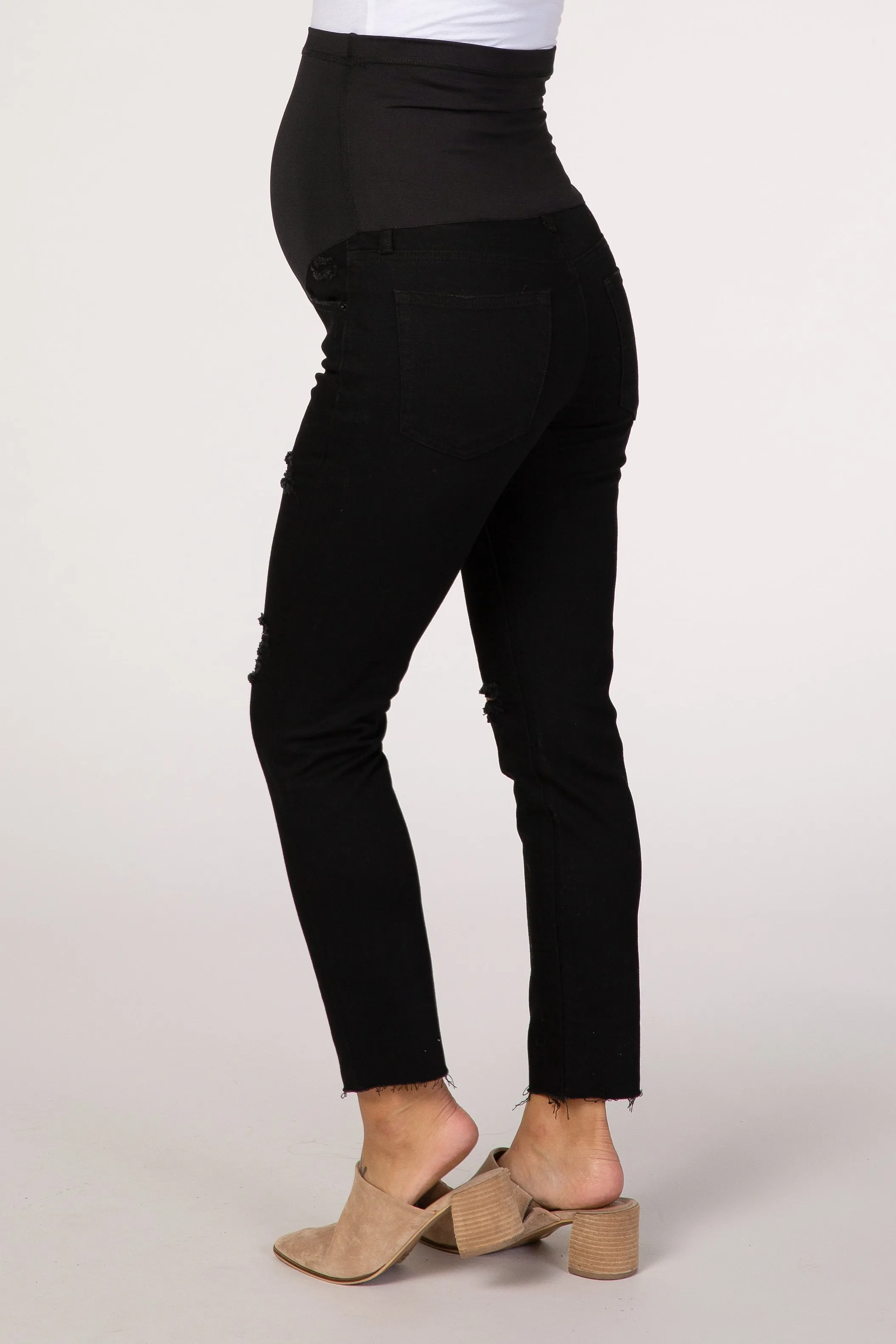 PinkBlush Black Distressed Raw Hem Maternity Jean sold by Pinkblush product image thumbnail 4