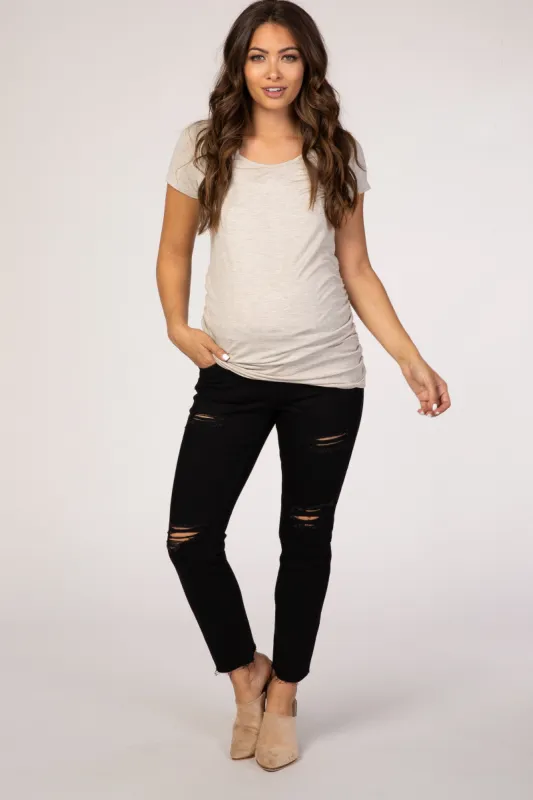 PinkBlush Black Distressed Raw Hem Maternity Jean sold by Pinkblush