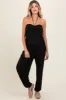 Black Halter Cinched Maternity Jumpsuit sold by Pinkblush