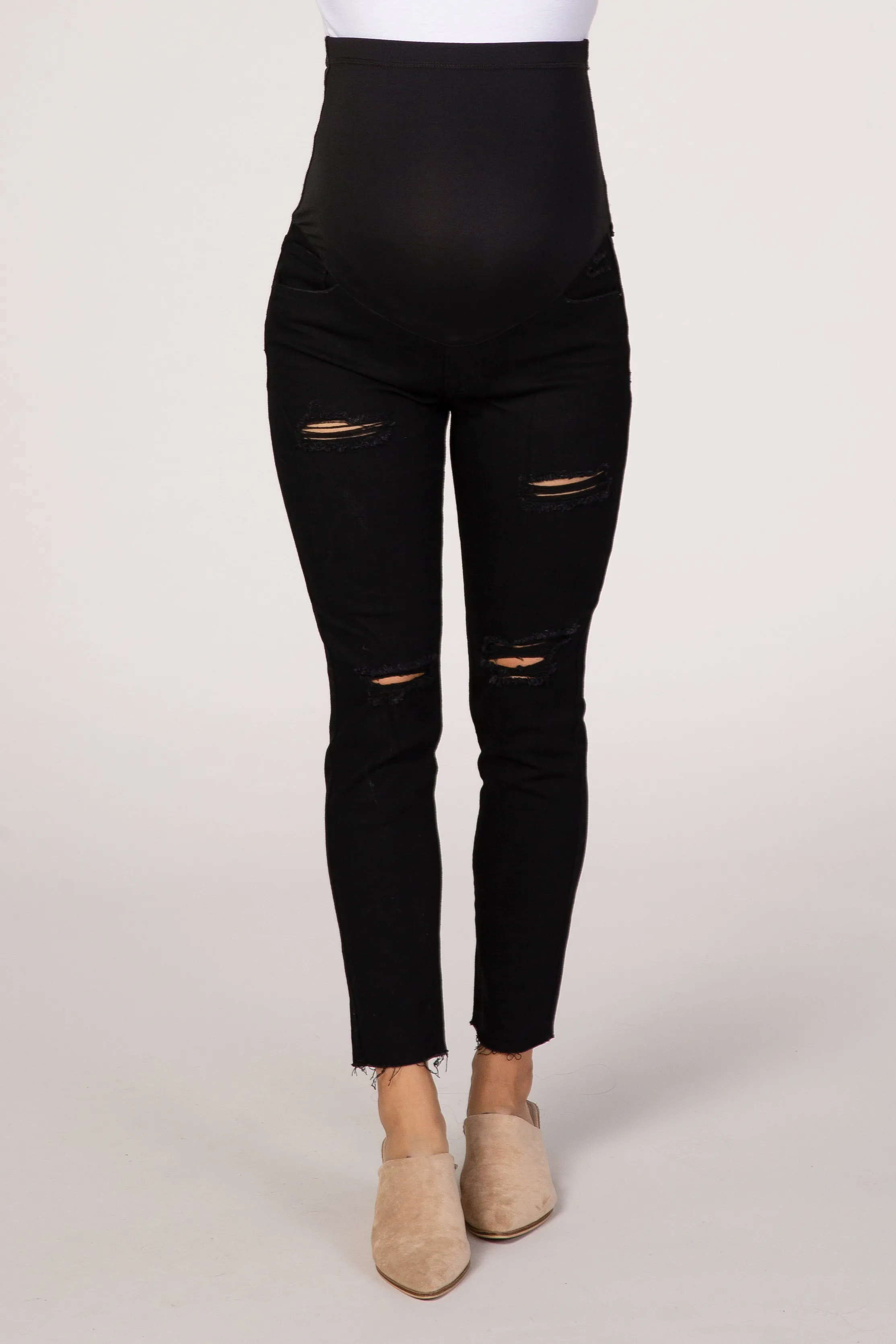PinkBlush Black Distressed Raw Hem Maternity Jean sold by Pinkblush product image thumbnail 2