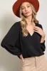 Black Long Puff Sleeve Blouse Top sold by Pinkblush