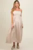 Beige Striped Cutout Back Maternity Maxi Dress sold by Pinkblush