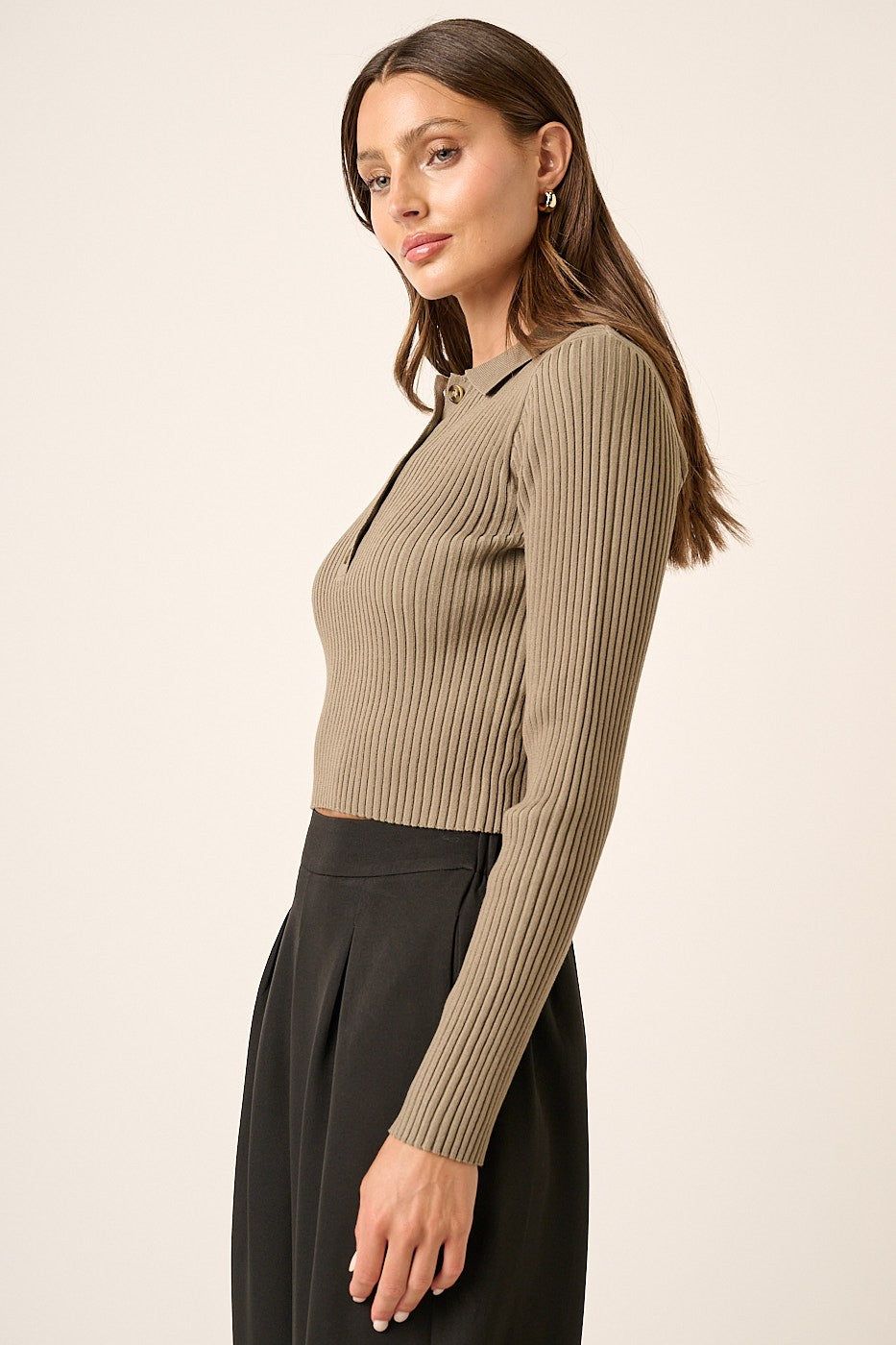 Olive Polo Crop Sweater sold by Pinkblush product image thumbnail 3