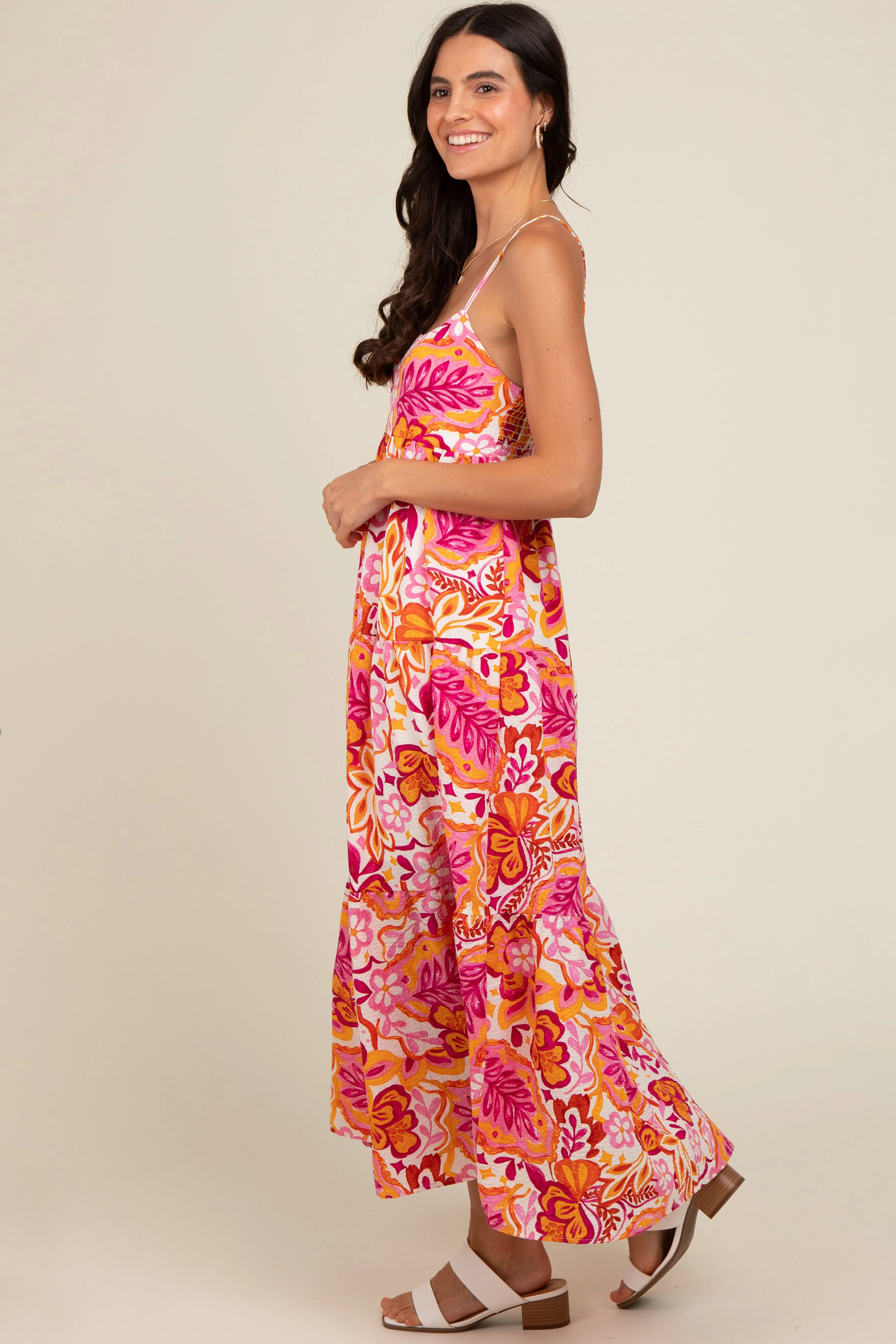Pink Floral Tiered Maxi Dress sold by Pinkblush product image thumbnail 2