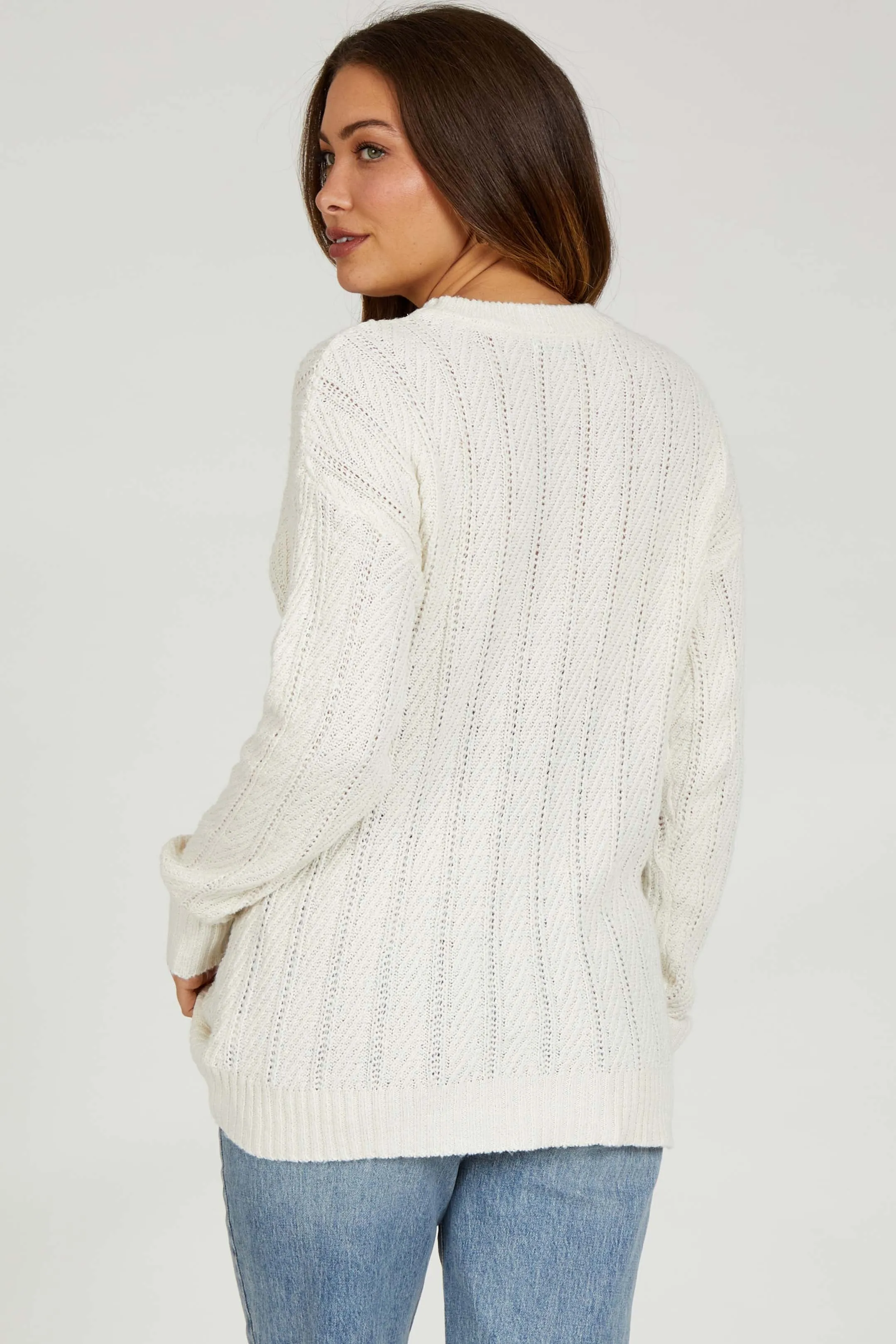 Ivory Pattern Knit Maternity Sweater sold by Pinkblush product image thumbnail 3