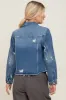 Navy Blue Distressed Cropped Denim Jacket sold by Pinkblush