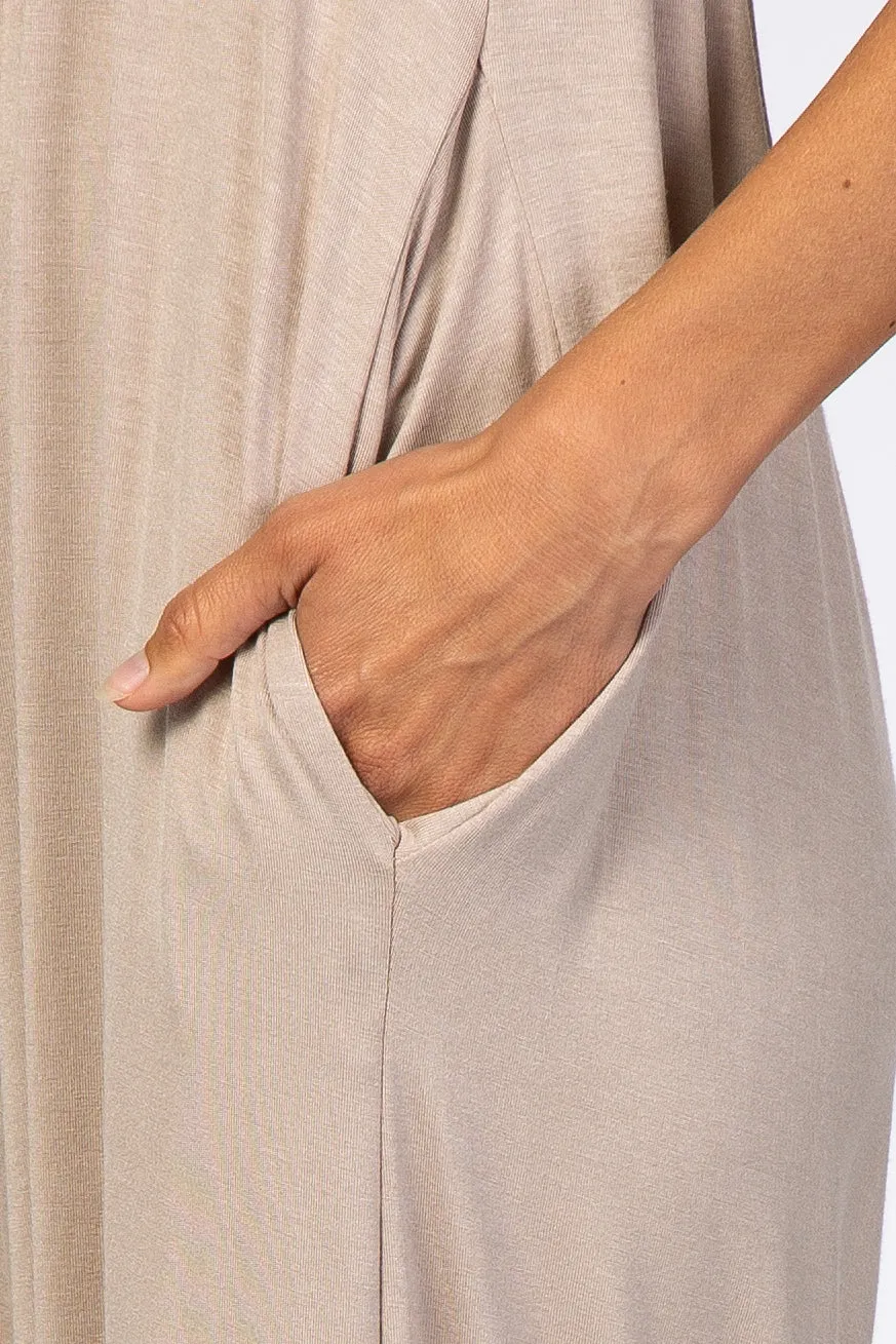 Taupe Sleeveless Wide Leg Jumpsuit sold by Pinkblush product image thumbnail 4