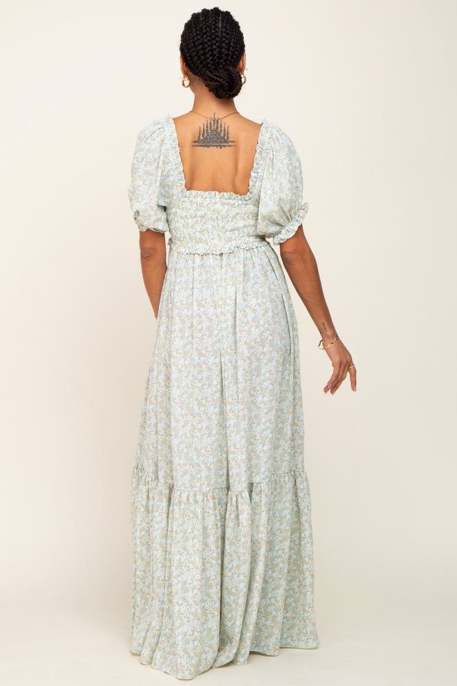 Sage Floral Smocked Ruffle Maxi Dress sold by Pinkblush product image thumbnail 3