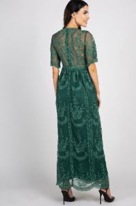 Teal Green Lace Mesh Overlay Maternity Maxi Dress sold by Pinkblush