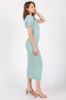 Mint Textured Square Neck Puff Sleeve Midi Dress sold by Pinkblush
