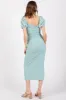 Mint Textured Square Neck Puff Sleeve Midi Dress sold by Pinkblush