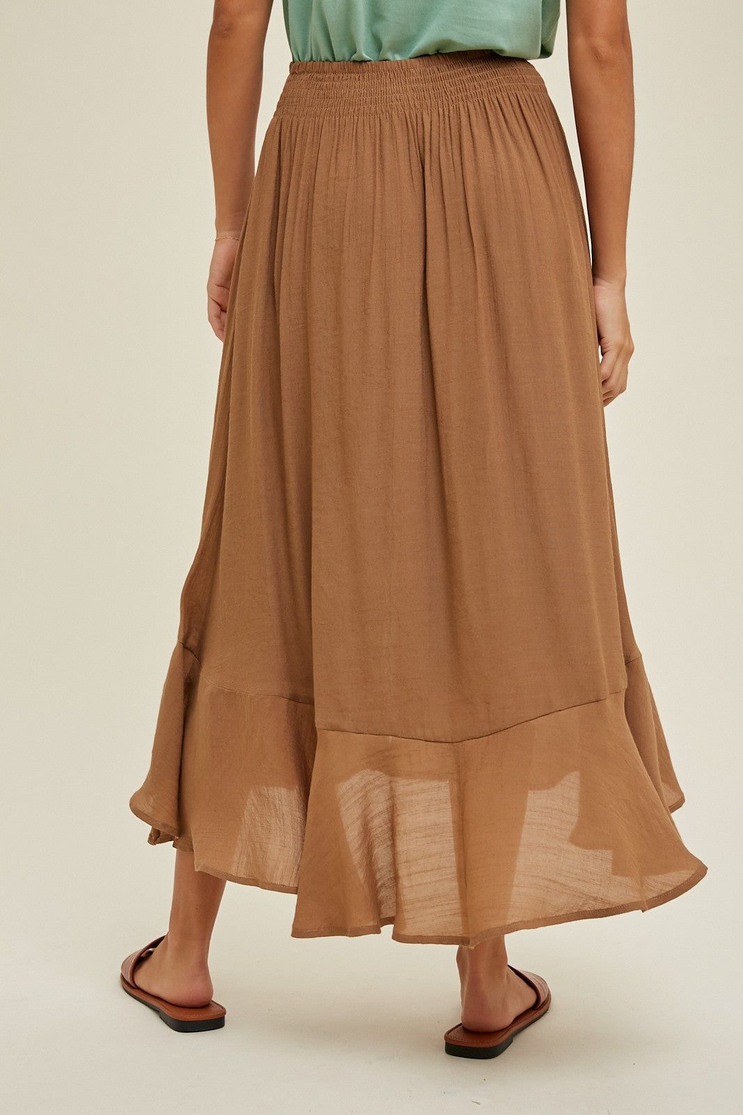 Hazelnut Button-Up Midi Skirt With Drawstring sold by Pinkblush product image thumbnail 4