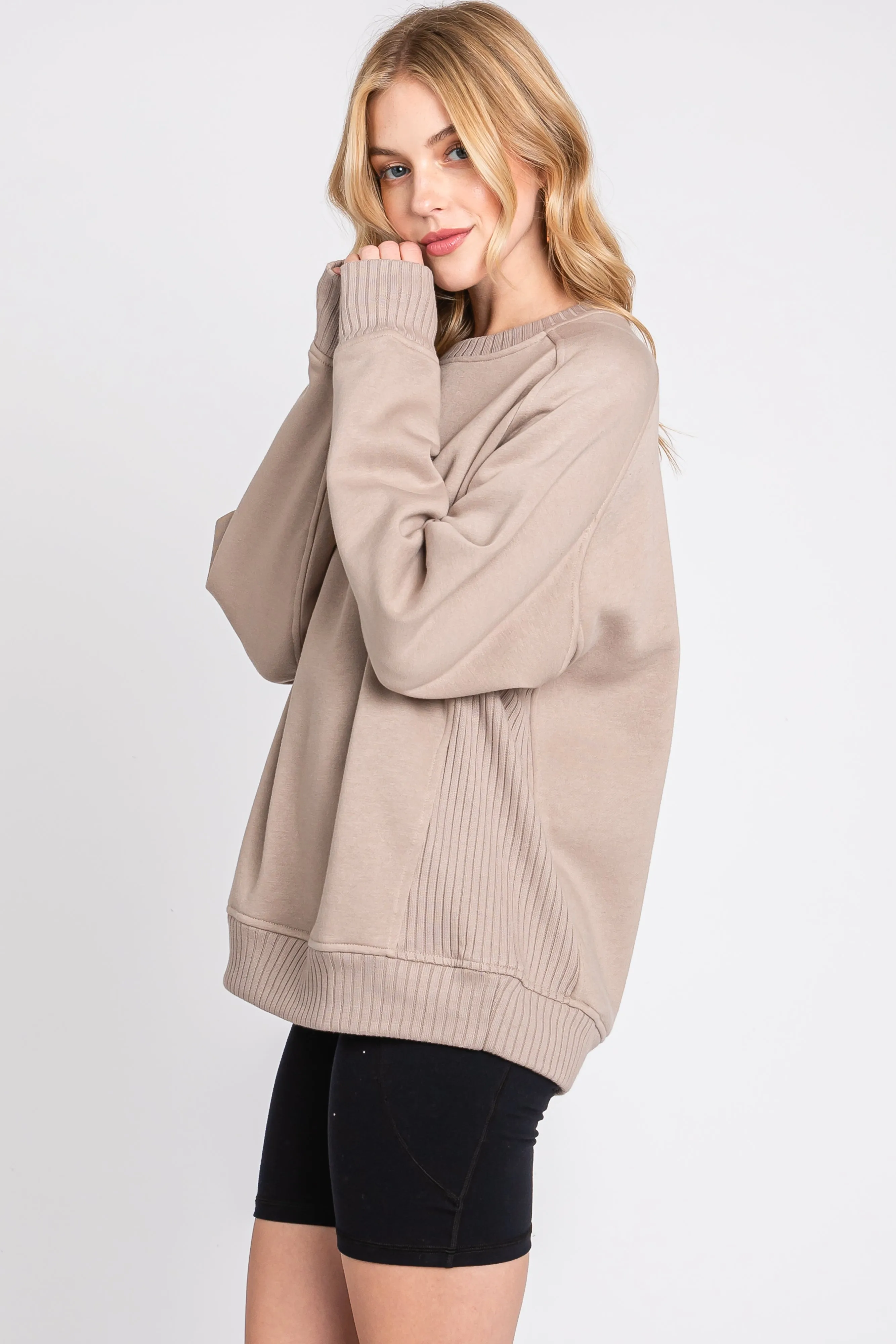 Taupe Pullover Terry Crewneck sold by Pinkblush product image thumbnail 2