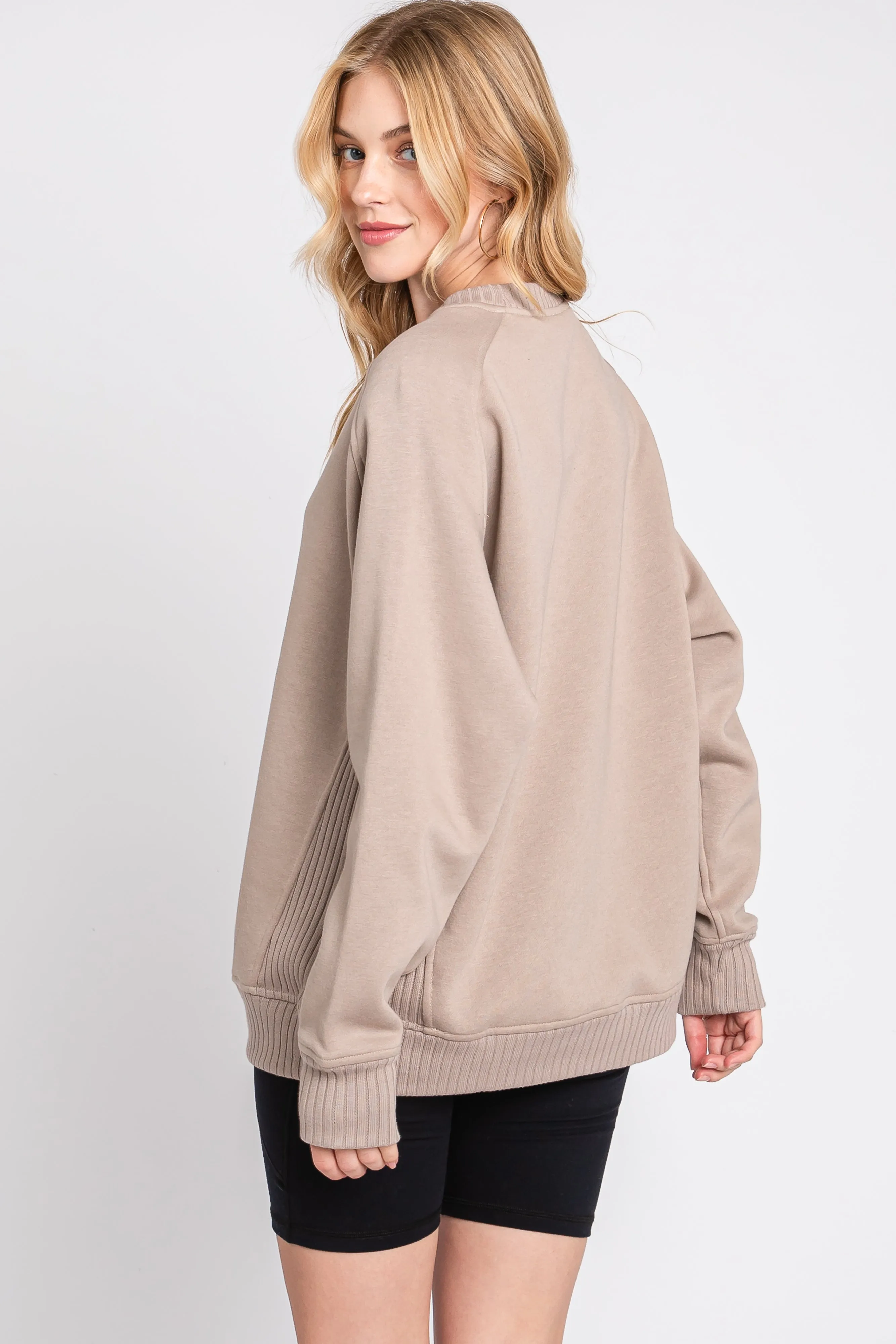 Taupe Pullover Terry Crewneck sold by Pinkblush product image thumbnail 3