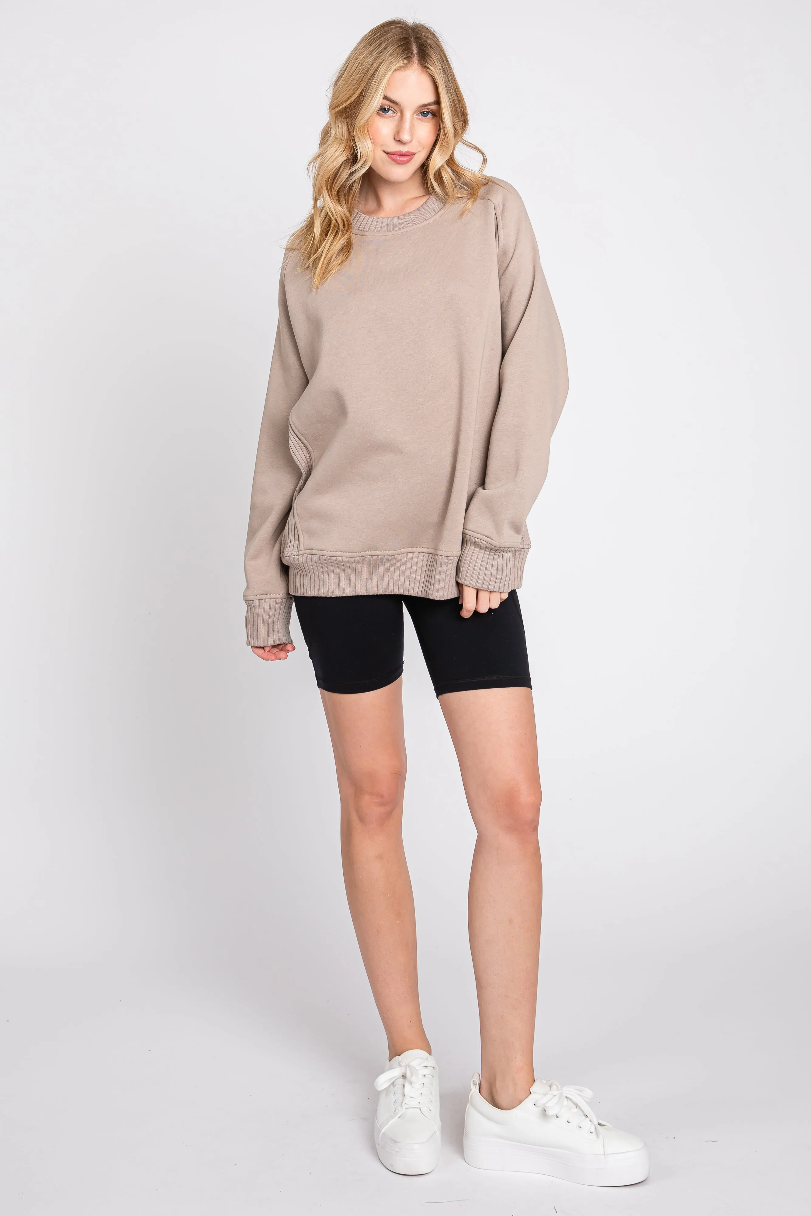 Taupe Pullover Terry Crewneck sold by Pinkblush product image thumbnail 4