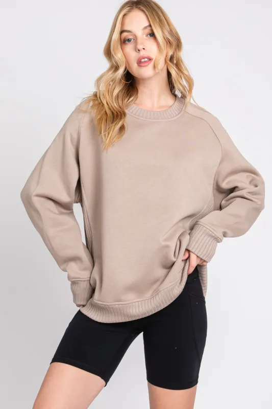 Taupe Pullover Terry Crewneck sold by Pinkblush