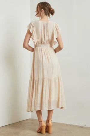 Cream Cuffed Sleeve Front Tie Maxi Dress sold by Pinkblush product image thumbnail 3