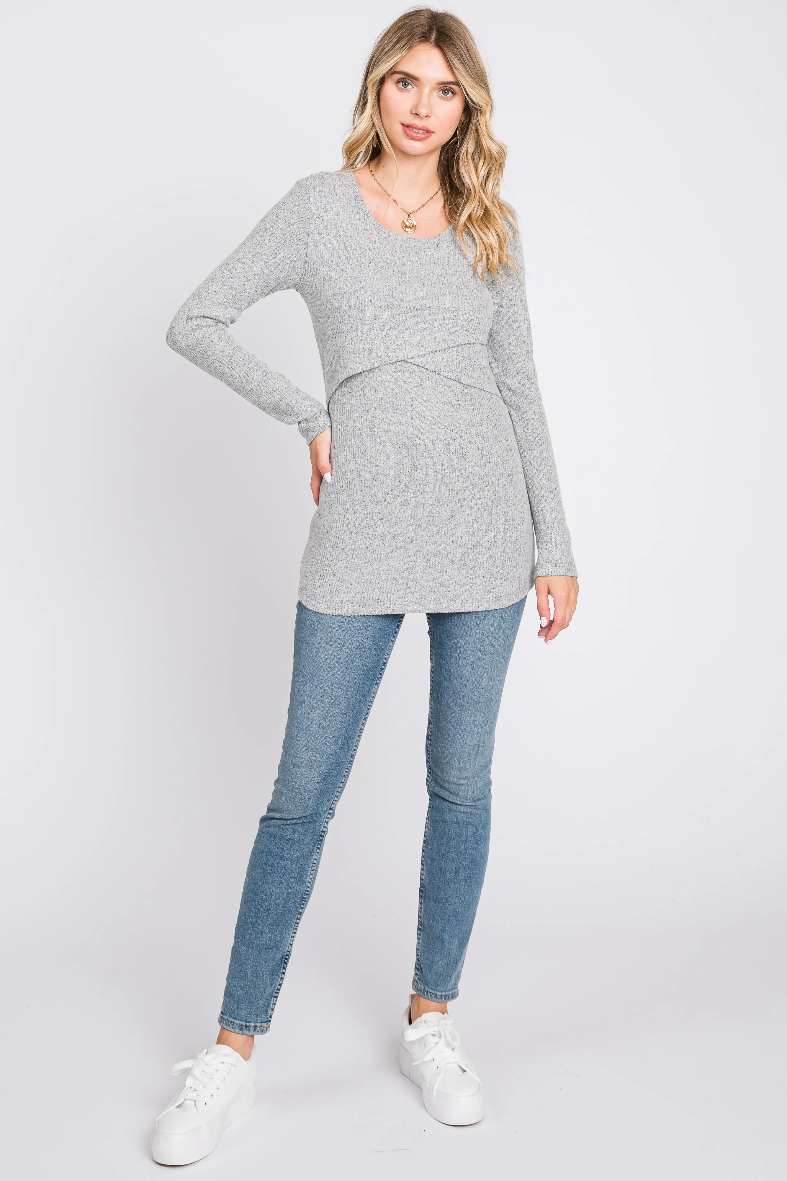 Heather Grey Ribbed Crossover Nursing Top sold by Pinkblush product image thumbnail 4