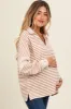 Beige Striped Relaxed Fit Maternity Top sold by Pinkblush