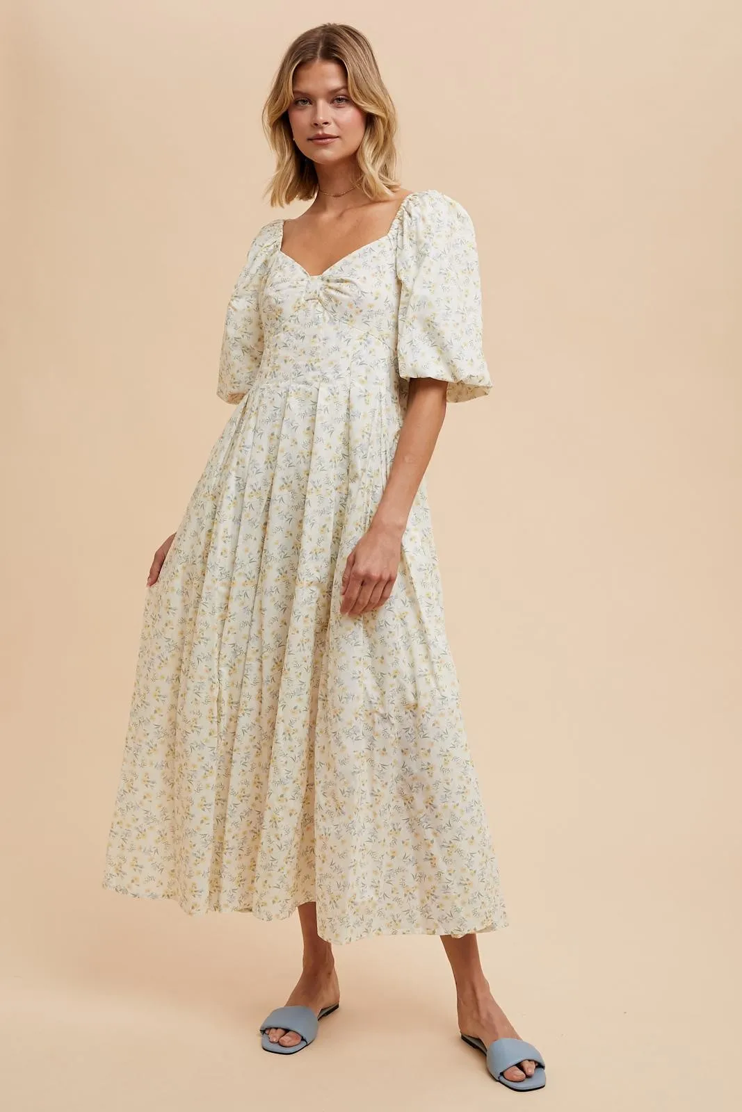 Cream Floral Cotton Maxi Dress sold by Pinkblush product image thumbnail 4