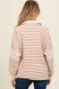 Beige Striped Relaxed Fit Maternity Top sold by Pinkblush