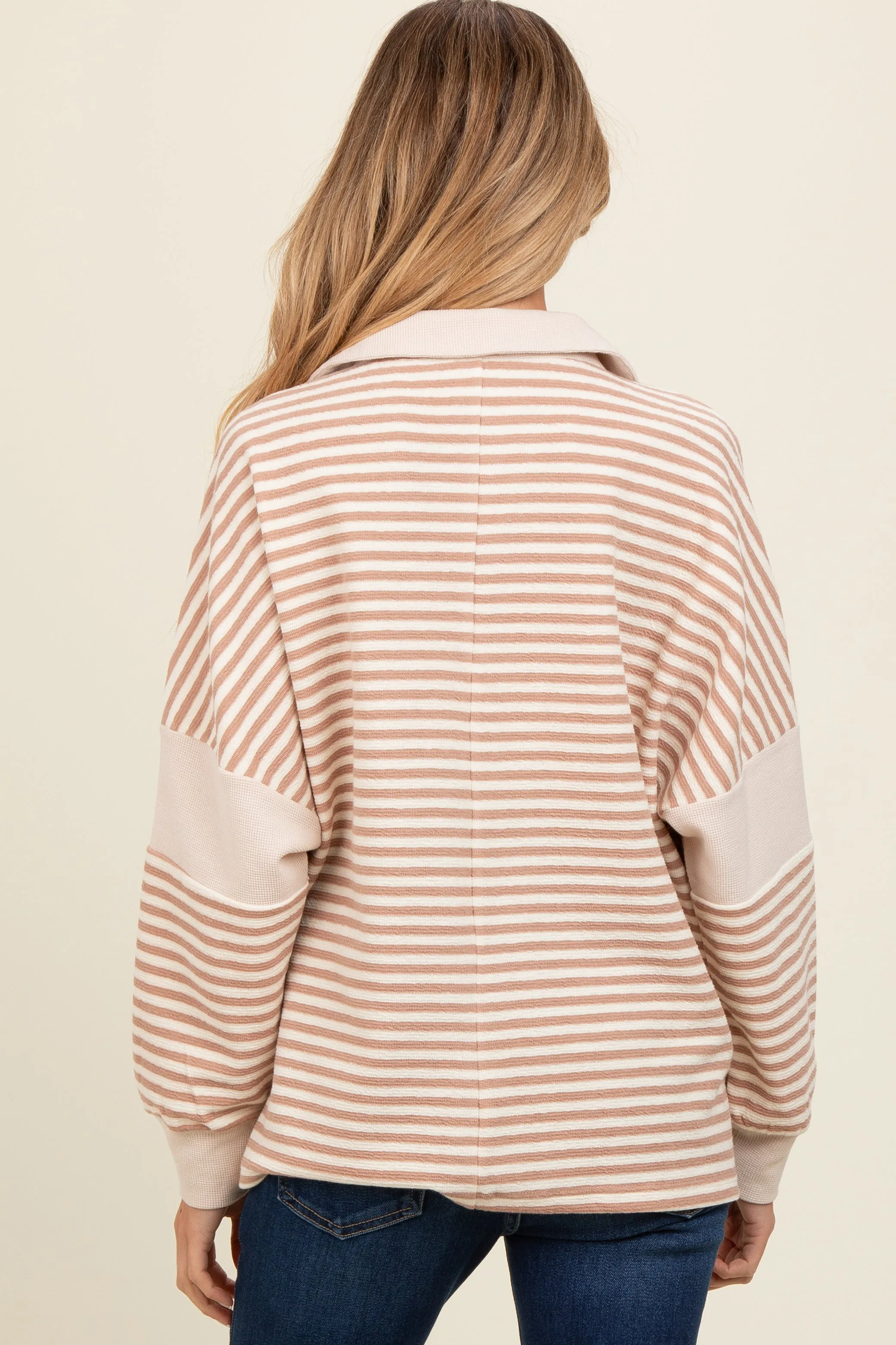 Beige Striped Relaxed Fit Maternity Top sold by Pinkblush product image thumbnail 4
